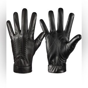 Men's Black Leather Riding Gloves